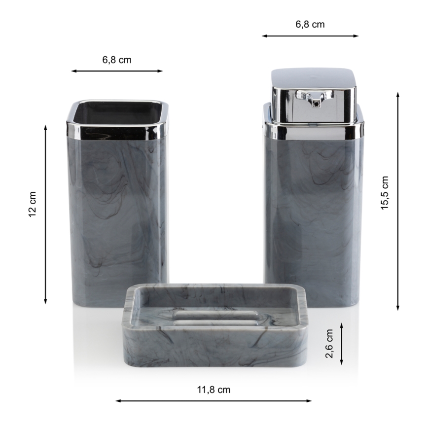 Badezimmer-Set GRIS 5 Stk. grau/glänzendes Chrom