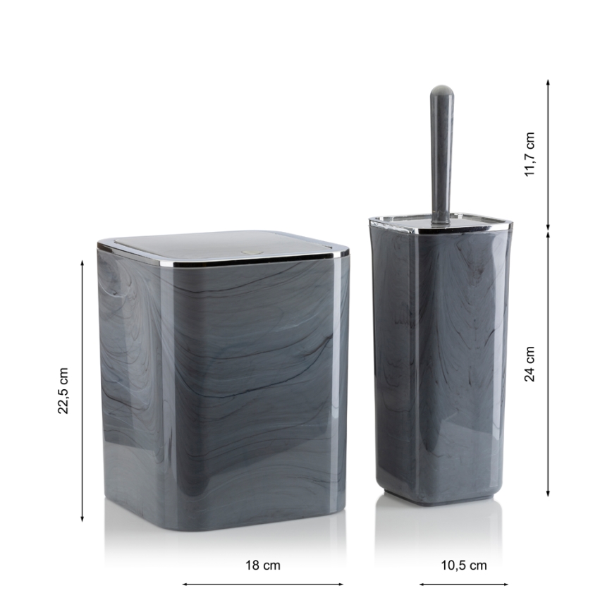 Badezimmer-Set GRIS 5 Stk. grau/glänzendes Chrom
