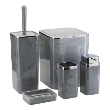 Badezimmer-Set GRIS 5 Stk. grau/glänzendes Chrom