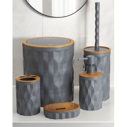 Badezimmer-Set REINA 5 Stk. anthrazit/braun