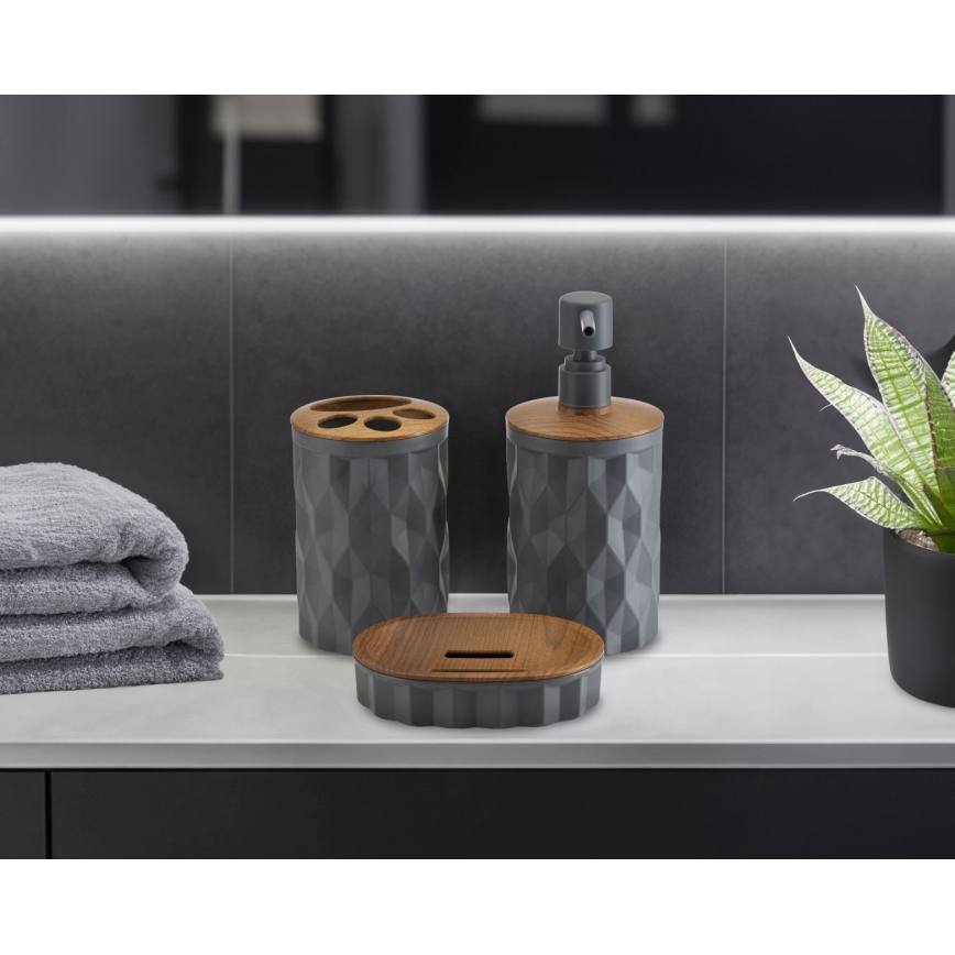 Badezimmer-Set REINA 5 Stk. anthrazit/braun
