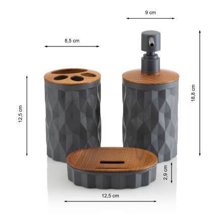 Badezimmer-Set REINA 5 Stk. anthrazit/braun