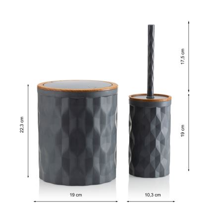 Badezimmer-Set REINA 5 Stk. anthrazit/braun