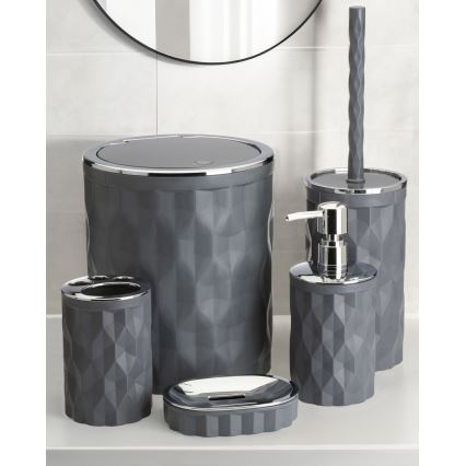 Badezimmer-Set REINA 5 Stk. anthrazit/glänzendes Chrom