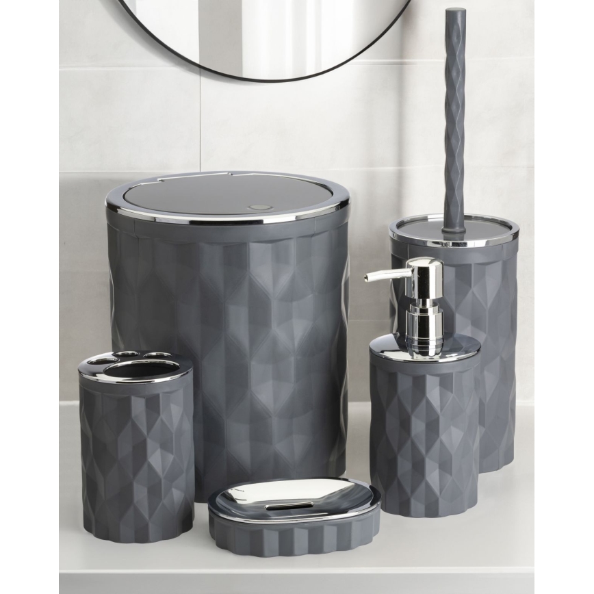 Badezimmer-Set REINA 5 Stk. anthrazit/glänzendes Chrom