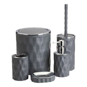 Badezimmer-Set REINA 5 Stk. anthrazit/glänzendes Chrom