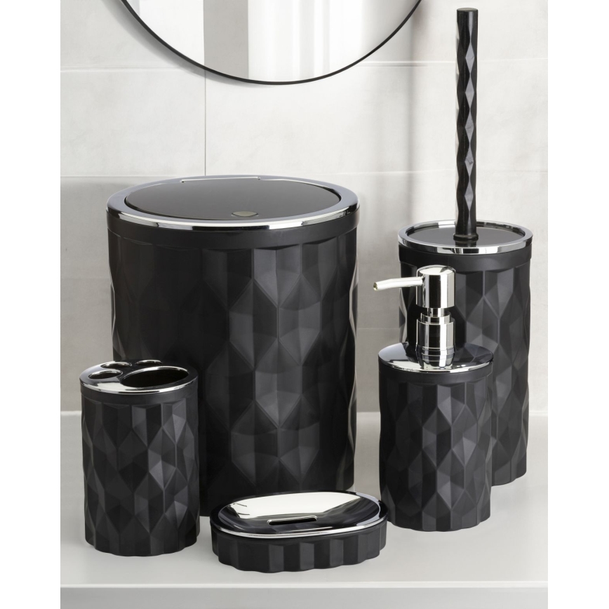Badezimmer-Set REINA 5 Stk. schwarz/glänzendes Chrom