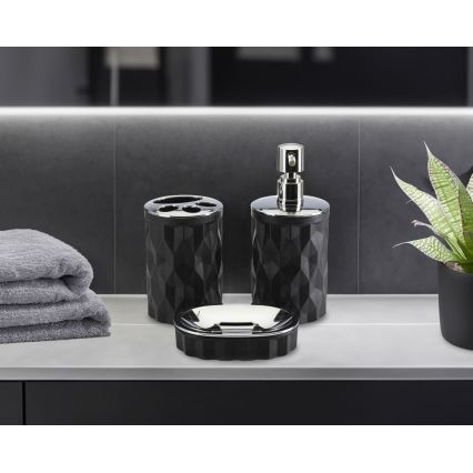 Badezimmer-Set REINA 5 Stk. schwarz/glänzendes Chrom