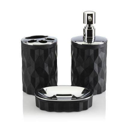 Badezimmer-Set REINA 5 Stk. schwarz/glänzendes Chrom