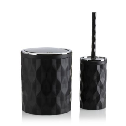 Badezimmer-Set REINA 5 Stk. schwarz/glänzendes Chrom