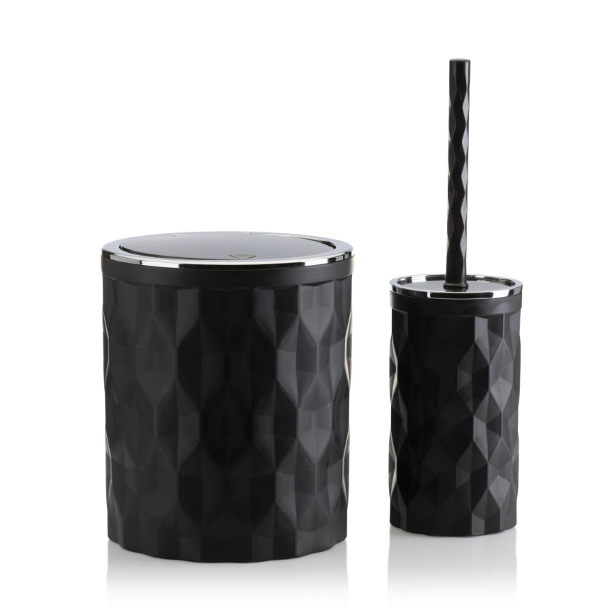 Badezimmer-Set REINA 5 Stk. schwarz/glänzendes Chrom