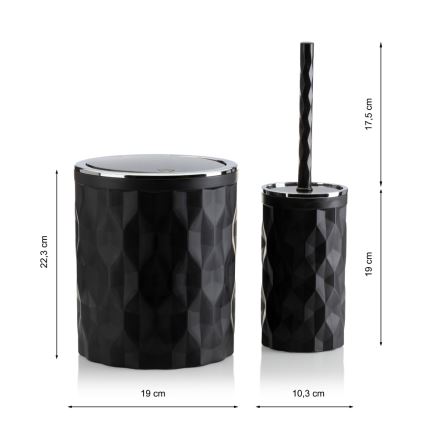 Badezimmer-Set REINA 5 Stk. schwarz/glänzendes Chrom