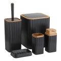 Badezimmer-Set ZOYA 5 Stk. schwarz/braun