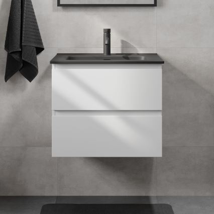 Badezimmerschrank mit Waschbecken CONOR 61 cm weiß/schwarz
