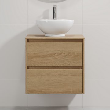Badezimmerschrank mit Waschbecken TRONDHEIM/DRAMMEN 60x57x46 cm Eiche/weiß