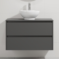 Badezimmerschrank mit Waschbecken TRONDHEIM/DRAMMEN 90x57x46 cm Anthrazit/Weiß