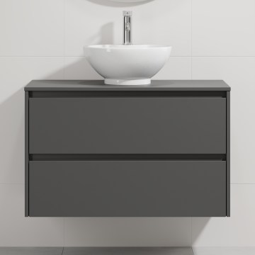Badezimmerschrank mit Waschbecken TRONDHEIM/DRAMMEN 90x57x46 cm Anthrazit/Weiß