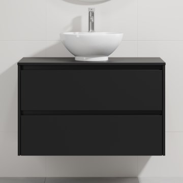 Badezimmerschrank mit Waschbecken TRONDHEIM/DRAMMEN 90x57x46 cm schwarz/weiß