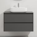 Badezimmerschrank mit Waschbecken TRONDHEIM/KRISTIANSAND 90x57x46 cm anthrazit/weiß