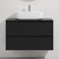 Badezimmerschrank mit Waschbecken TRONDHEIM/KRISTIANSAND 90x57x46 cm schwarz/weiß