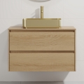 Badezimmerschrank mit Waschbecken TRONDHEIM/LJORDAL 90x57x46 cm Eiche/Messing