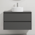 Badezimmerschrank mit Waschbecken TRONDHEIM/VIKEDAL 90x57x46 cm Anthrazit/Weiß
