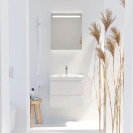Badezimmerschrank mit Waschbecken VIGO + LED-Wandspiegel mit Hintergrundbeleuchtung LED/10W/230V IP44 weiß