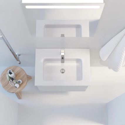 Badezimmerschrank mit Waschbecken VIGO + LED-Wandspiegel mit Hintergrundbeleuchtung LED/10W/230V IP44 weiß