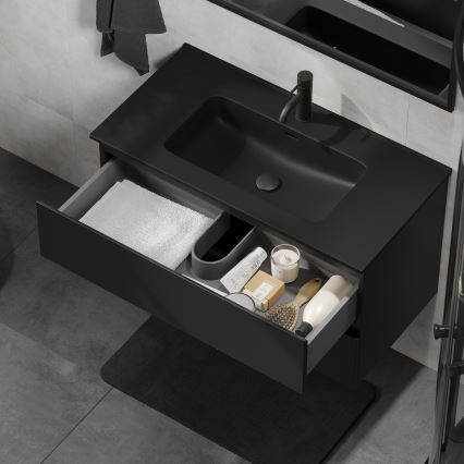 Badezimmerschrank mit Waschtisch KENWOOD 91 cm schwarz