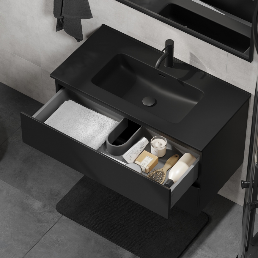 Badezimmerschrank mit Waschtisch KENWOOD 91 cm schwarz