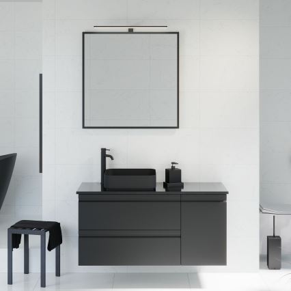 Badezimmerspiegel BORGSTED 80x80 cm schwarz