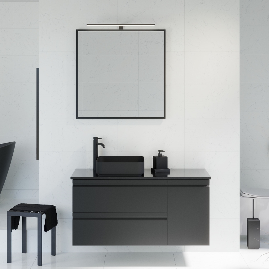 Badezimmerspiegel BORGSTED 80x80 cm schwarz
