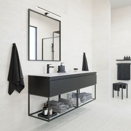 Badezimmerspiegel BORGSTED 80x80 cm schwarz
