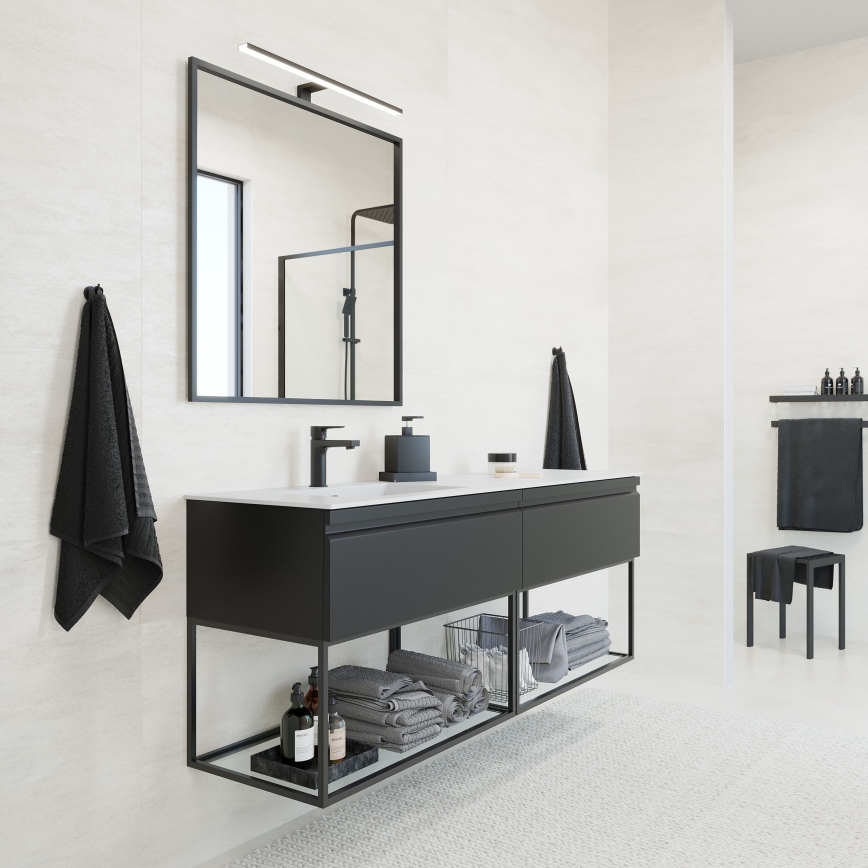 Badezimmerspiegel BORGSTED 80x80 cm schwarz