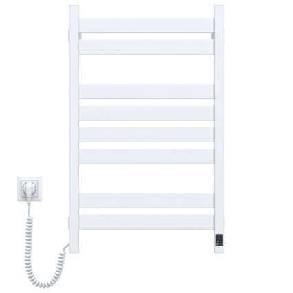 Radiatore scaldasalviette LARGO con termostato, 432 W/230 V, 80,6 cm, IP44, bianco, sinistro, profilo quadrato