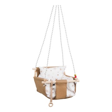 Balançoire textile enfant SELALE blanc/marron