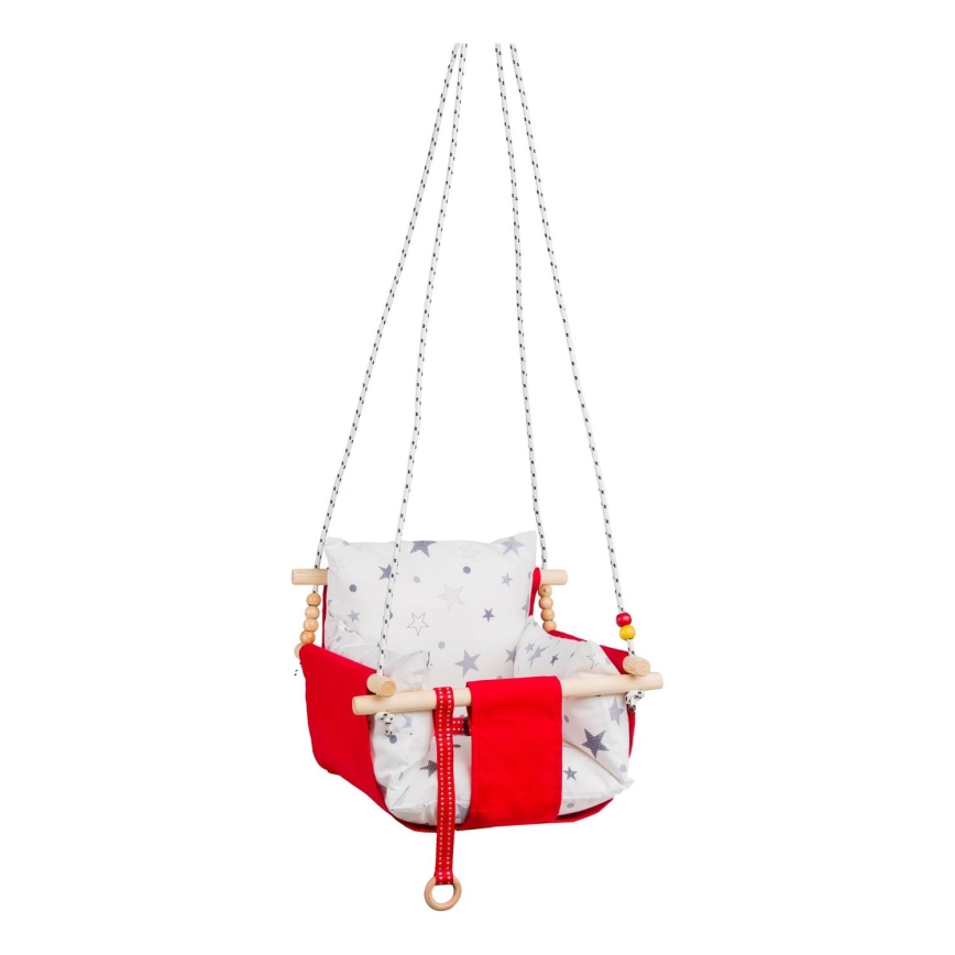 Balançoire textile enfant SELALE blanc/rouge