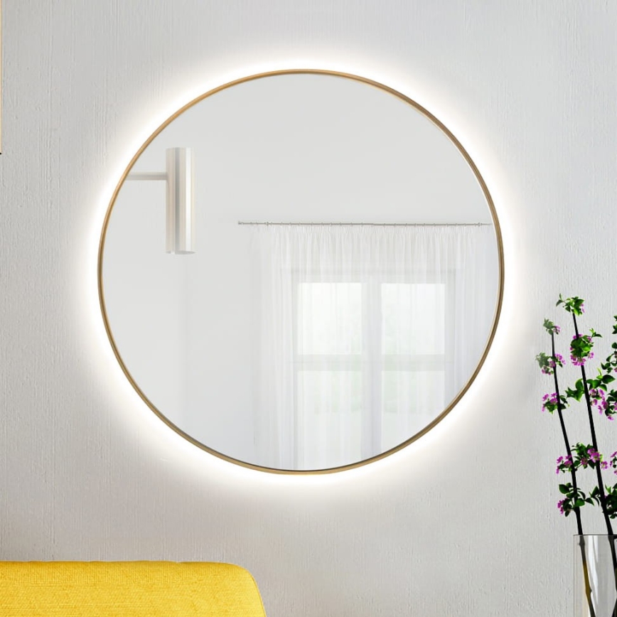 Baltica Design - LED Badezimmer-Wandspiegel mit Hintergrundbeleuchtung BRIGHT LED/15W/230V 4500K Ø 60 cm IP65 goldfarben