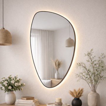 Baltica Design - LED Badezimmer-Wandspiegel mit Hintergrundbeleuchtung STONE FLUID LED/15W/230V 2700K 92x55 cm IP65 schwarz