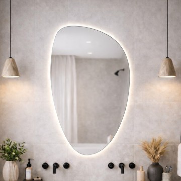 Baltica Design - LED Badezimmer-Wandspiegel mit Hintergrundbeleuchtung STONE FLUID LED/15W/230V 4500K 92x55 cm IP65