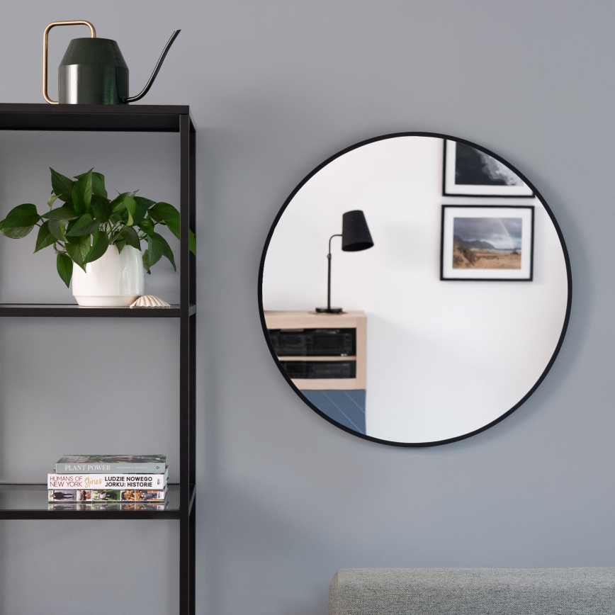 Baltica Design - Miroir mural LED pour salle de bains, rétroéclairé BRIGHT LED 15W 230V 4500K Ø 80 cm IP65 noir