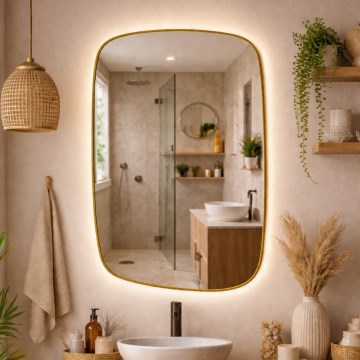 Baltica Design - Specchio da parete per bagno LED con retroilluminazione STONE CALM LED/15W/230V 4500K 90x60 cm IP65 dorato
