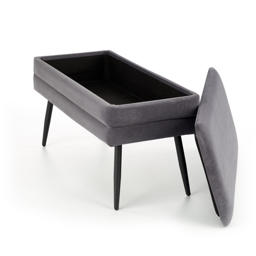 Banc avec un espace de stockage VELVA 37x78 cm gris