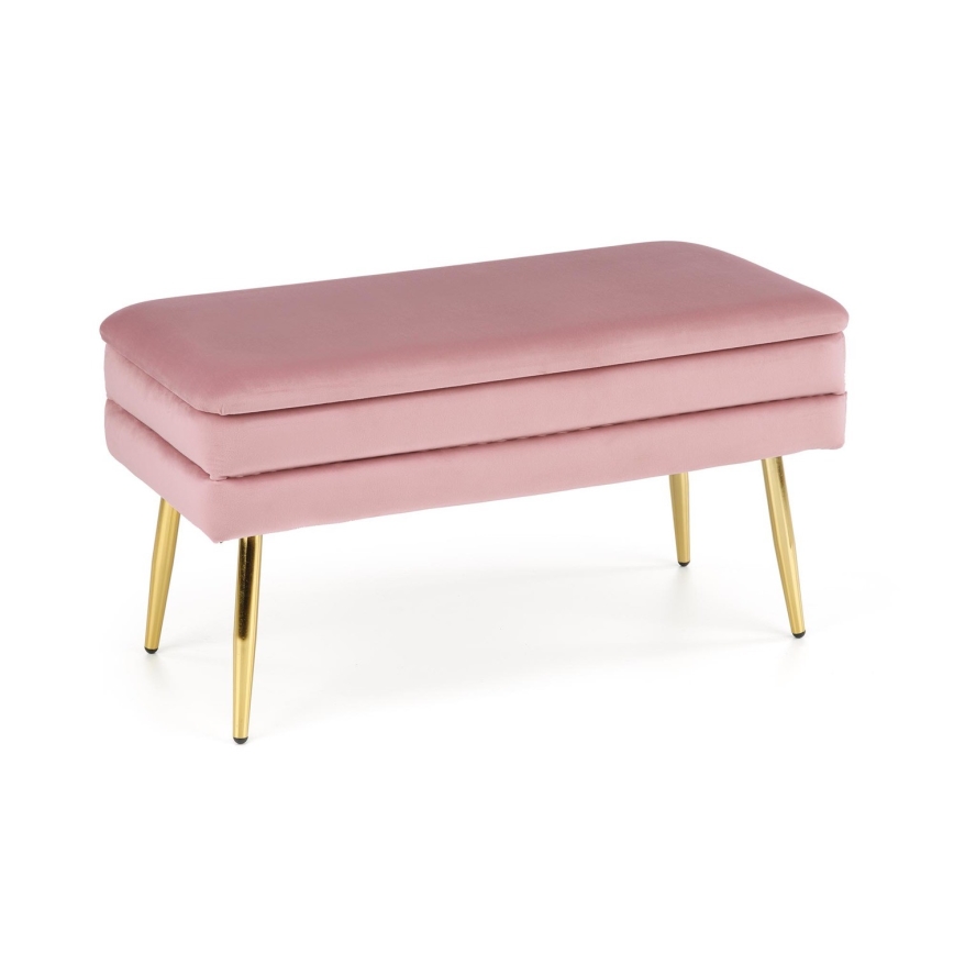 Banc avec un espace de stockage VELVA 37x78 cm rose/doré