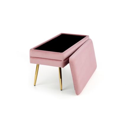 Banc avec un espace de stockage VELVA 37x78 cm rose/doré