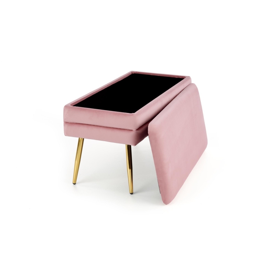Banc avec un espace de stockage VELVA 37x78 cm rose/doré