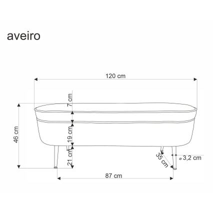 Bank mit Stauraum AVEIRO 46x120 cm weiß