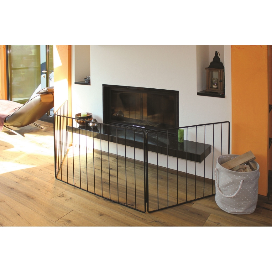 Barriera di sicurezza per camino 74x280 cm nero