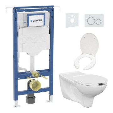 Barrierefreies wandhängendes WC ETIUDA + WC-Sitz ETIUDA + Betätigungsplatte SIGMA + Unterputzmodul + Isolierunterlage