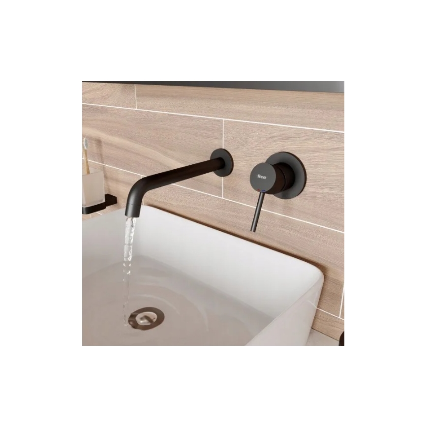 BAT-B0969 - Miscelatore per lavabo da incasso LUNGO nero opaco